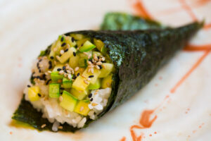 Temaki de abobrinha em fase de experiência no Kampai temaki abobrinha