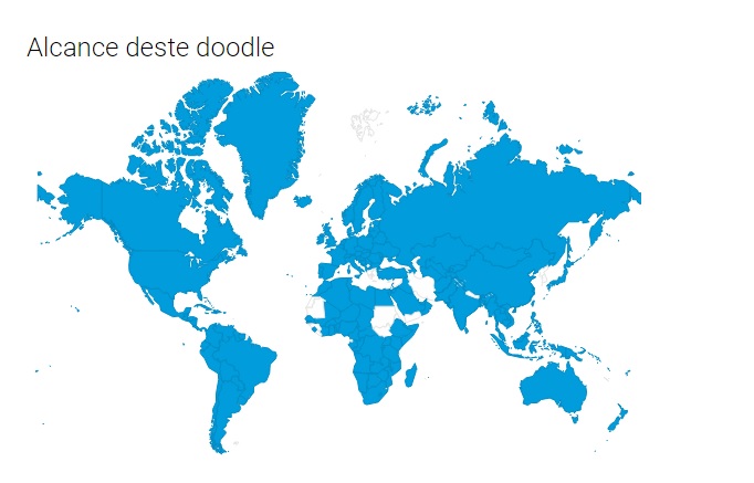Para se ter uma ideia, a homenagem tem alcance nas páginas do buscador destes países marcados com a cor azul