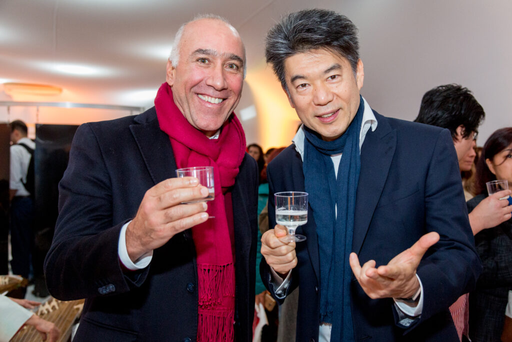 O empresário Marcelo Fernandes e o chef Tsuyoshi Murakami marcaram presença no evento kokushu_mura
